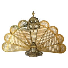 Antique French Brass Fan Form Folding Fireplace Screen C1890