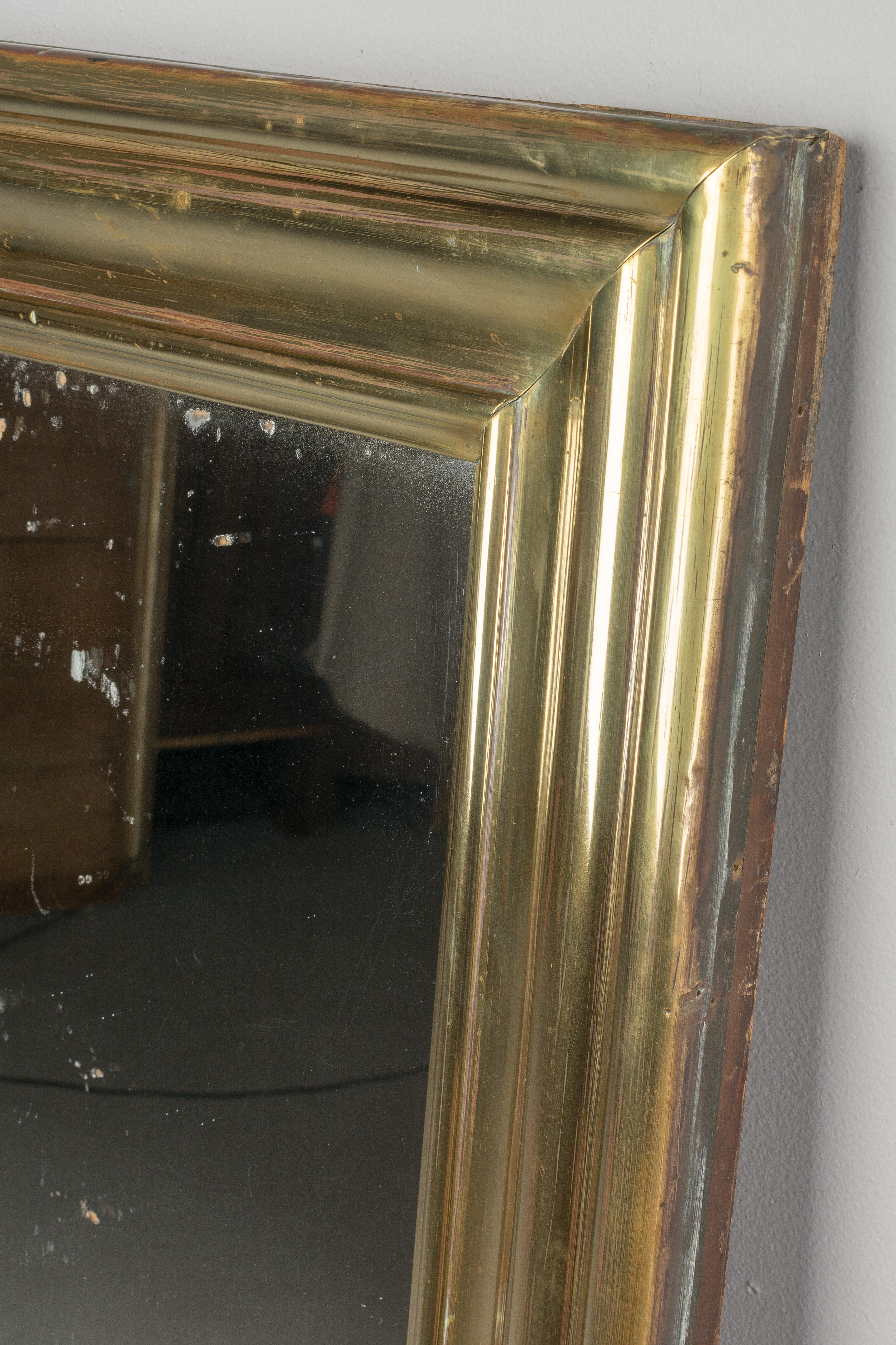 Antique French Brass Framed Bistro Mirror For Sale 5