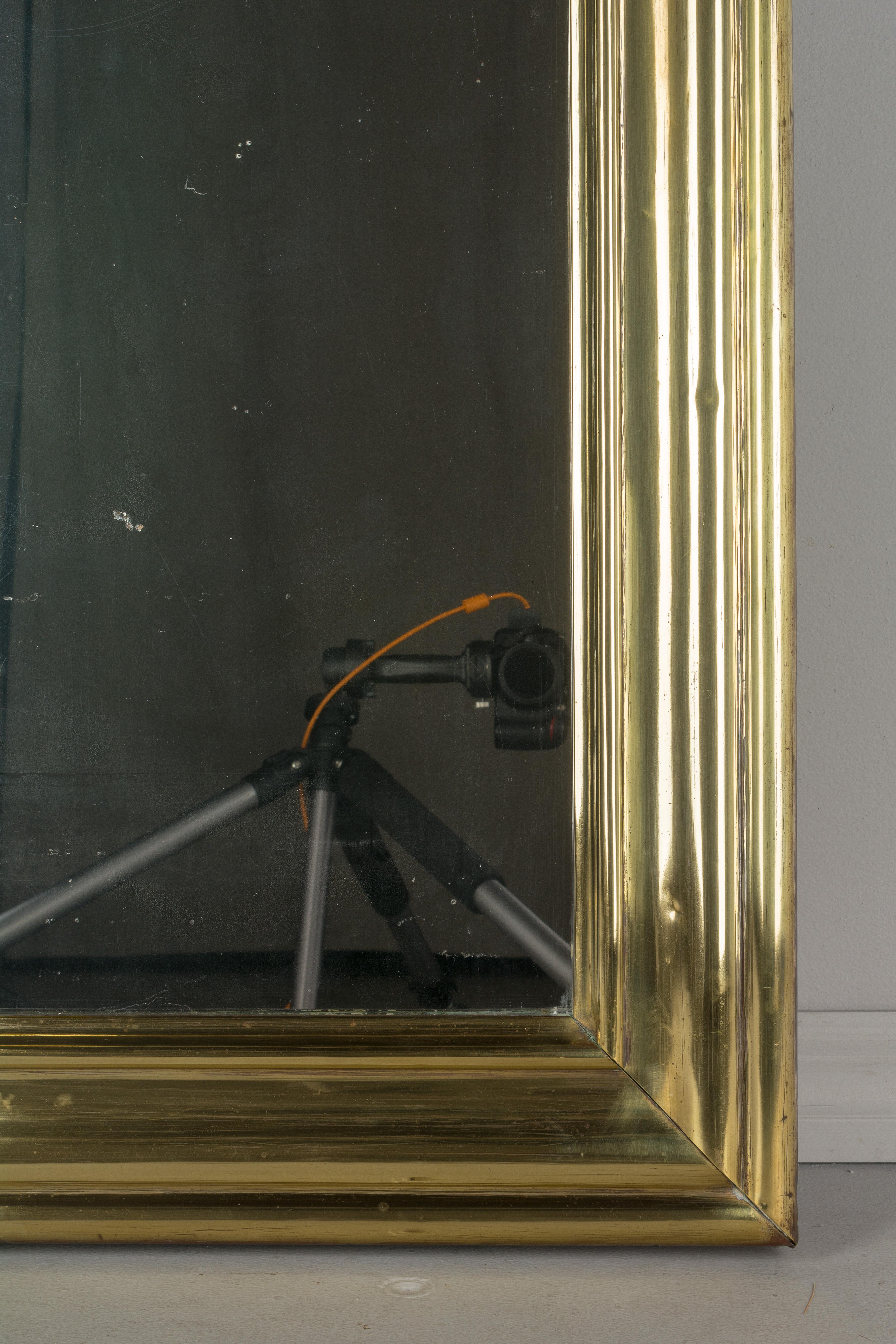Antique French Brass Framed Bistro Mirror For Sale 1