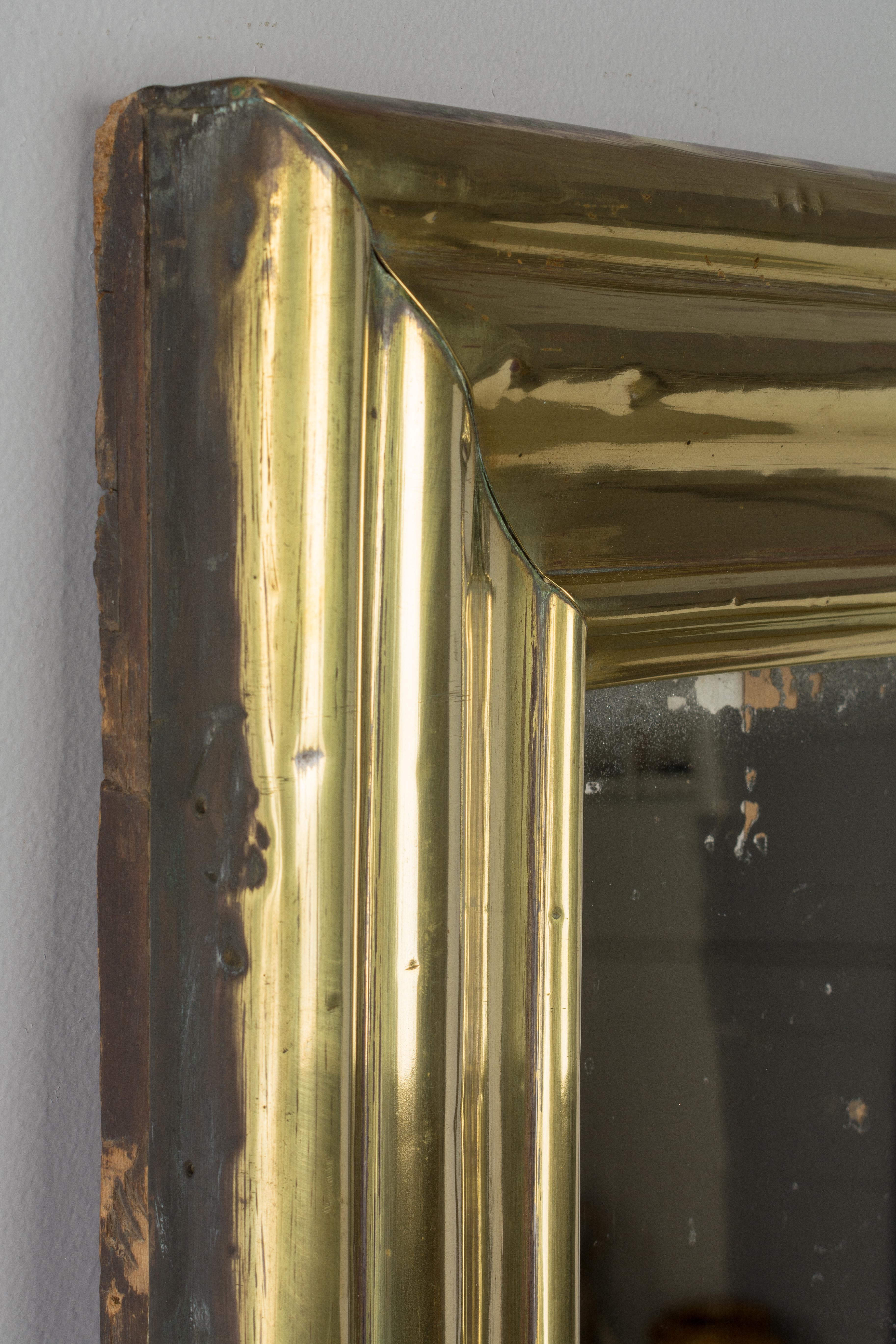 Antique French Brass Framed Bistro Mirror For Sale 2