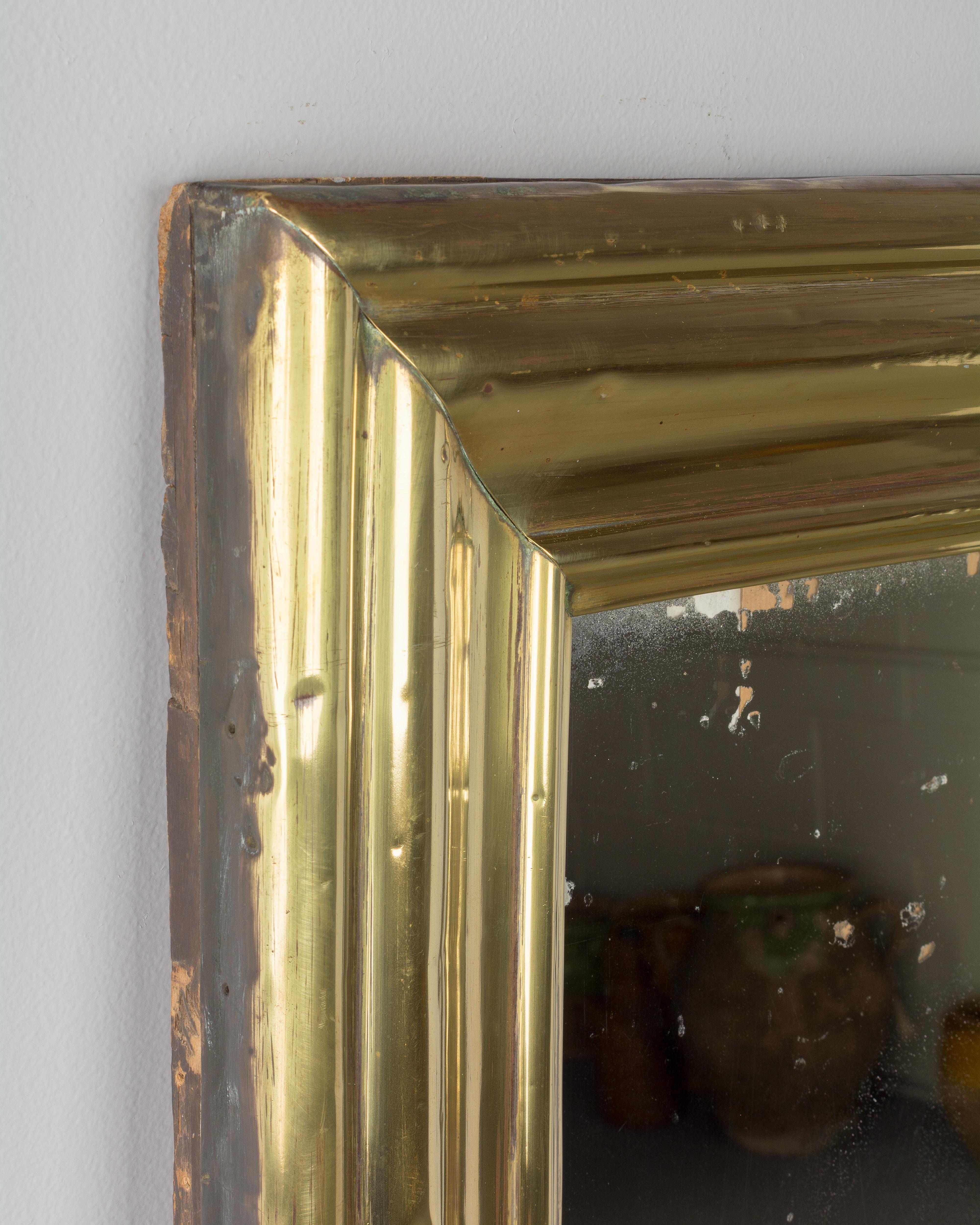 Antique French Brass Framed Bistro Mirror For Sale 3