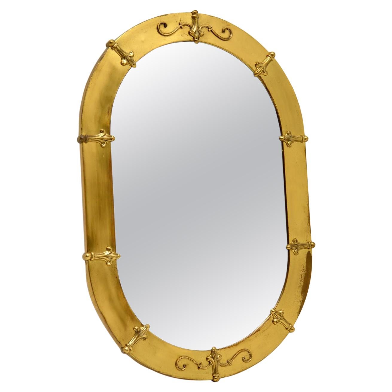 Pair Antique Embossed Brass Mirrors at 1stDibs