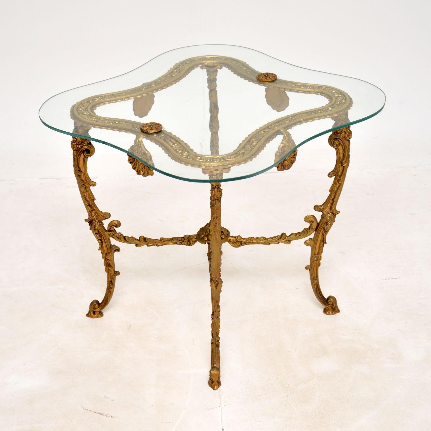 Louis XV Antique French Brass & Glass Coffee / Side Table