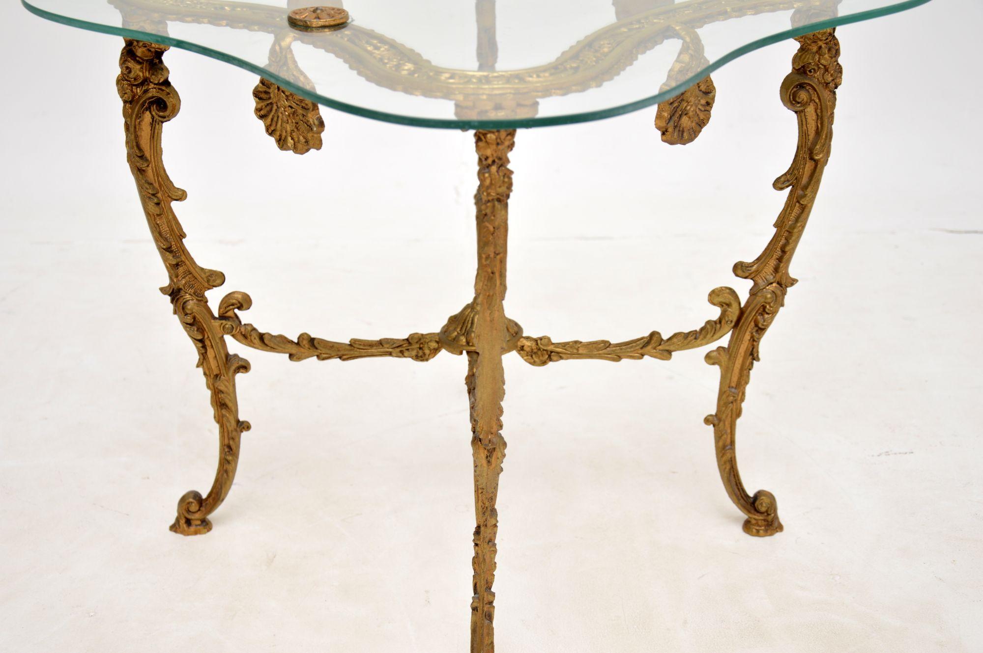 Antique French Brass & Glass Coffee / Side Table 2