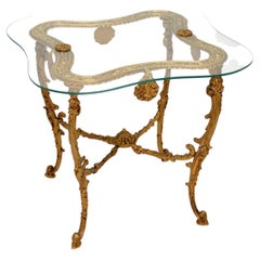 Antique French Brass & Glass Coffee / Side Table