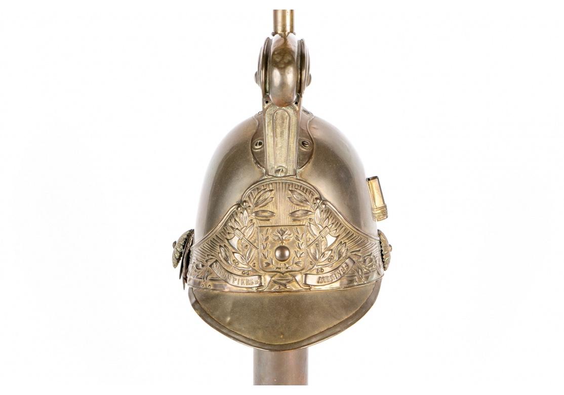 Classical Greek Antique French Brass Helmet Recreated as Lamp For Sale