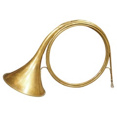Antique French Brass Hunting Horn, ‘Le Cor de Chasse’, by Couesnon, Early 1900s