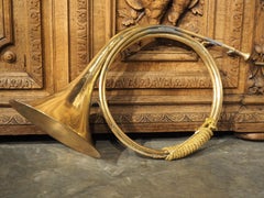 Antique French Brass Hunting Horn, "Le Cor de Chasse", Early 1900s
