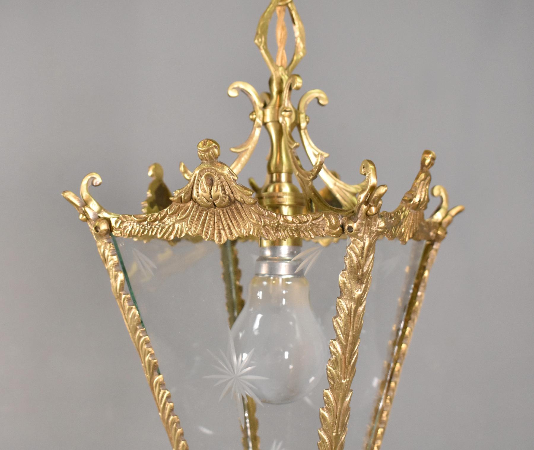 Antique French Brass Lantern Louis XVI Style For Sale 3