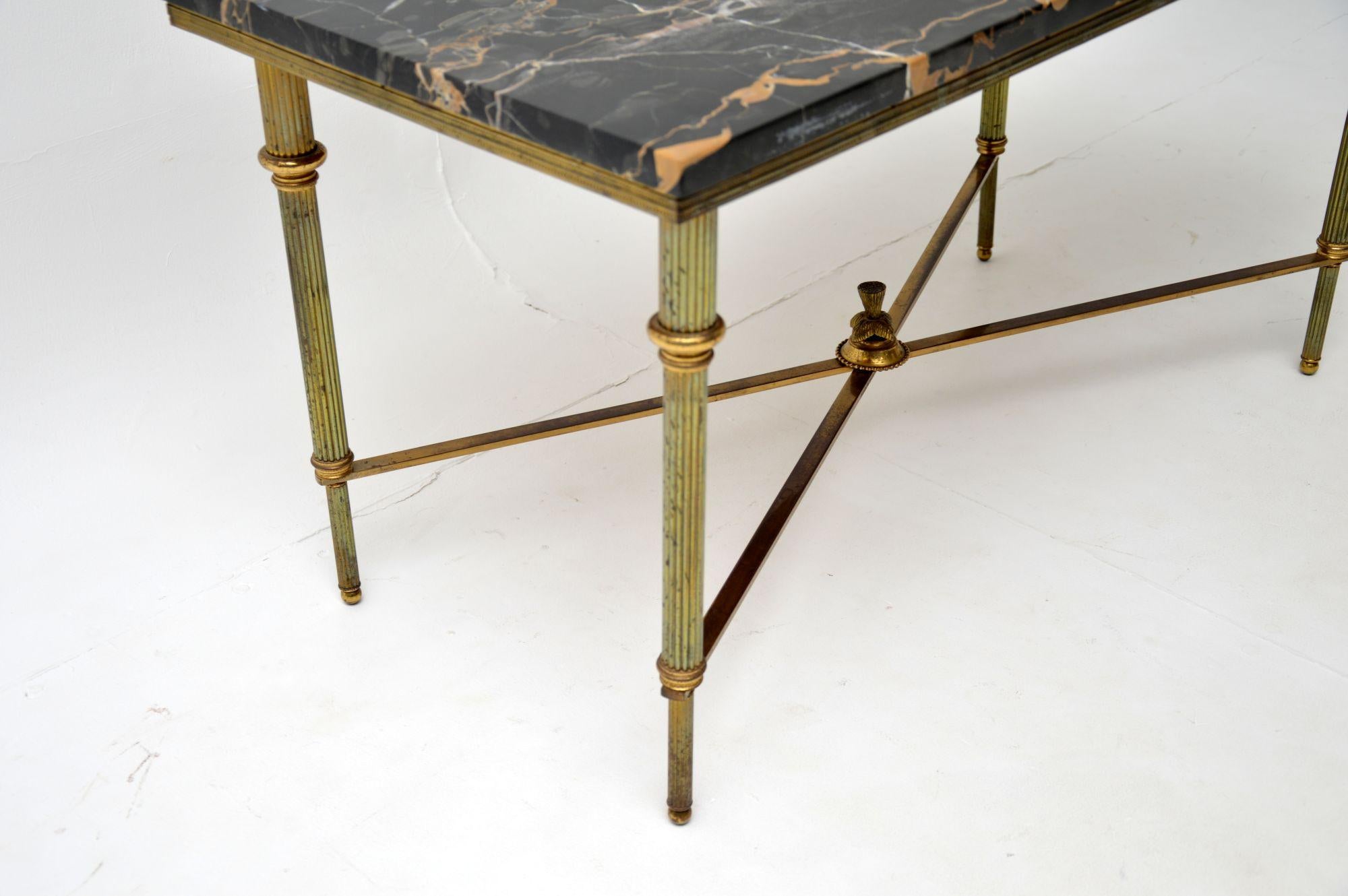 Antique French Brass & Marble Coffee Table 1