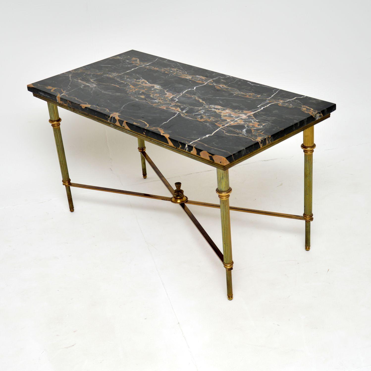 Antique French Brass & Marble Coffee Table 3