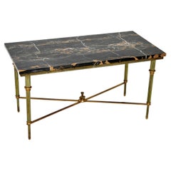 Antique French Brass & Marble Coffee Table