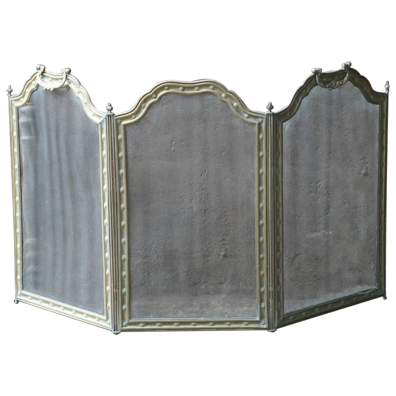 Antique French Brass Napoleon III Fire Screen, 19th Century