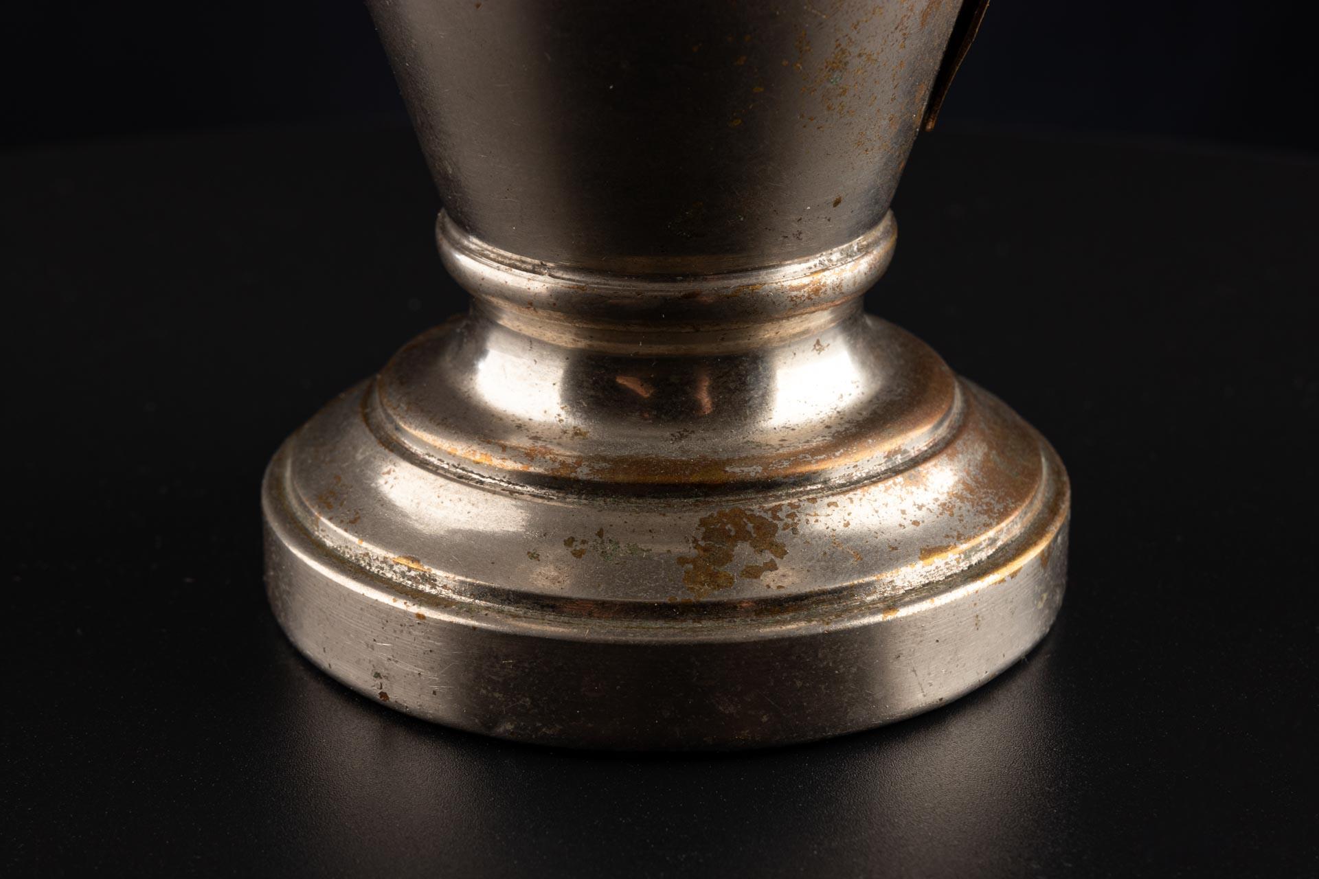 Antique French Brass Nickel-Plated Pigeon Oil Lamp, XIX secolo in vendita 1