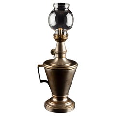 Antique French Brass Nickel-Plated Pigeon Oil Lamp, XIX secolo