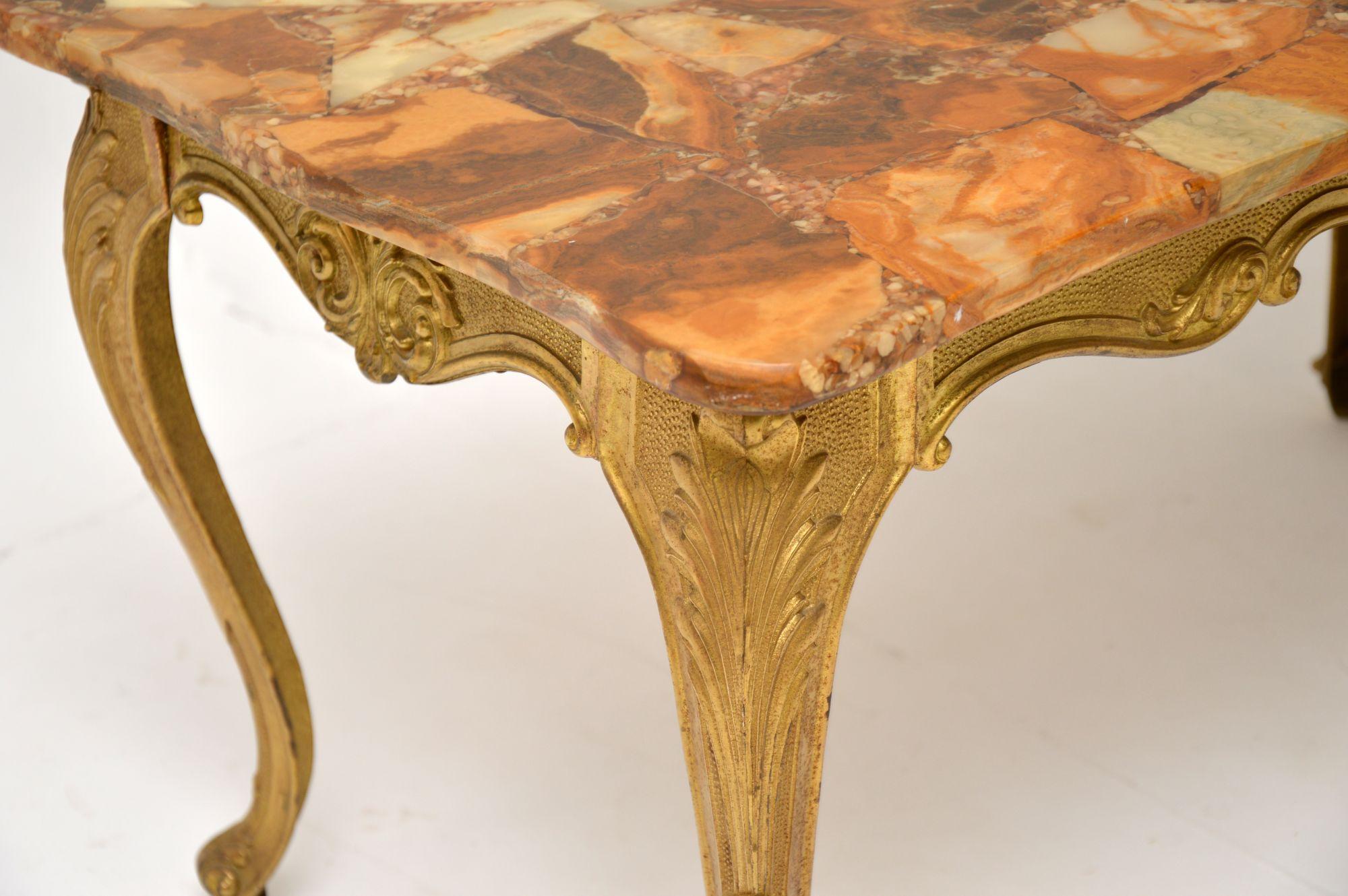Antique French Brass & Onyx Coffee Table 5
