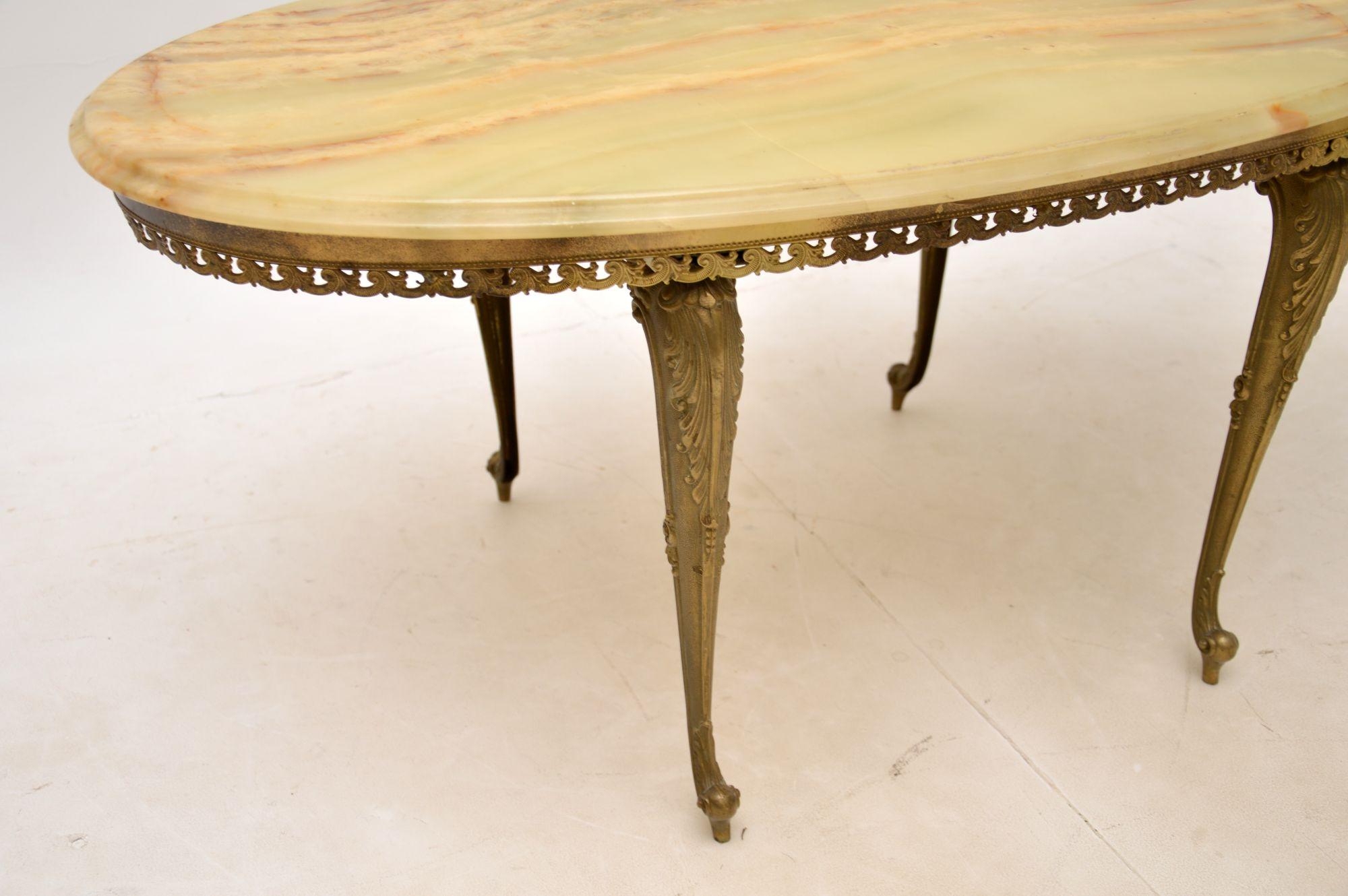 Antique French Brass & Onyx Coffee Table 4