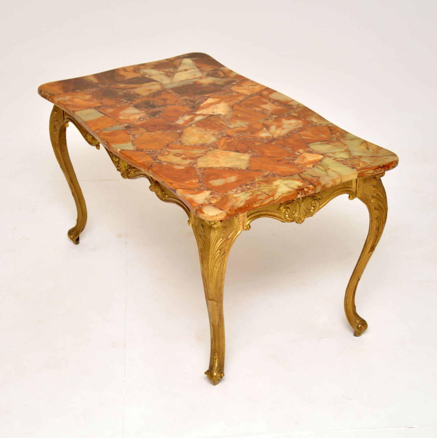 Antique French Brass & Onyx Coffee Table In Good Condition In London, GB