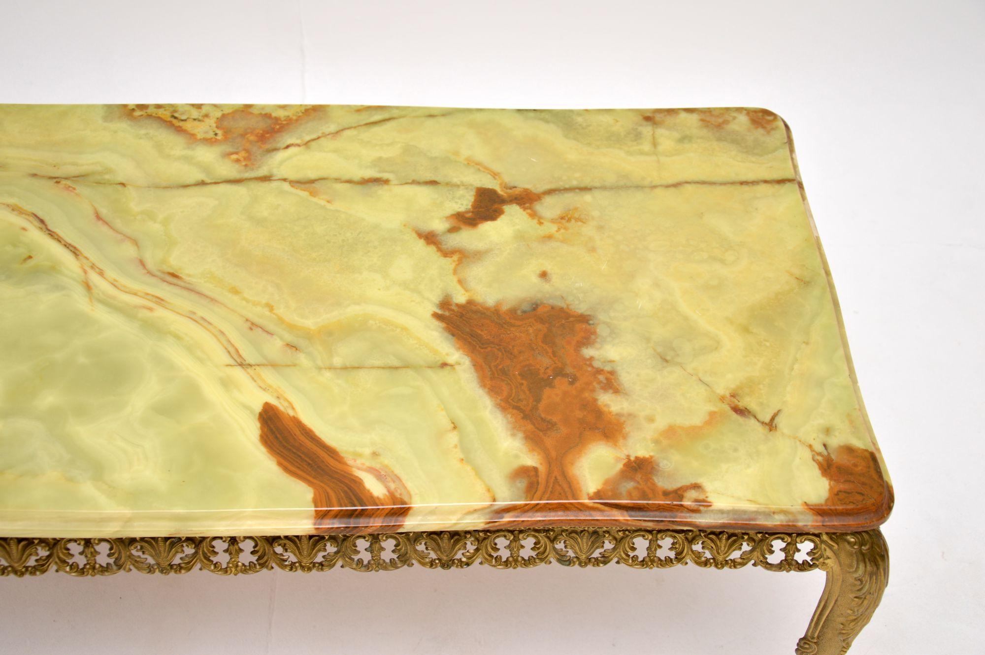 Antique French Brass & Onyx Coffee Table In Good Condition For Sale In London, GB