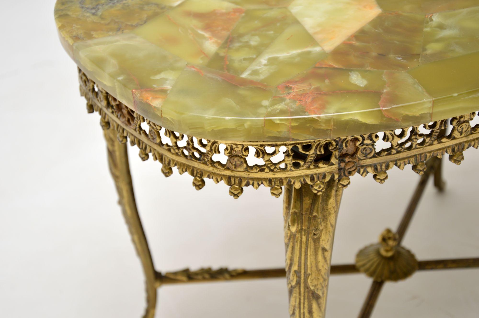 20th Century Antique French Brass & Onyx Coffee Table