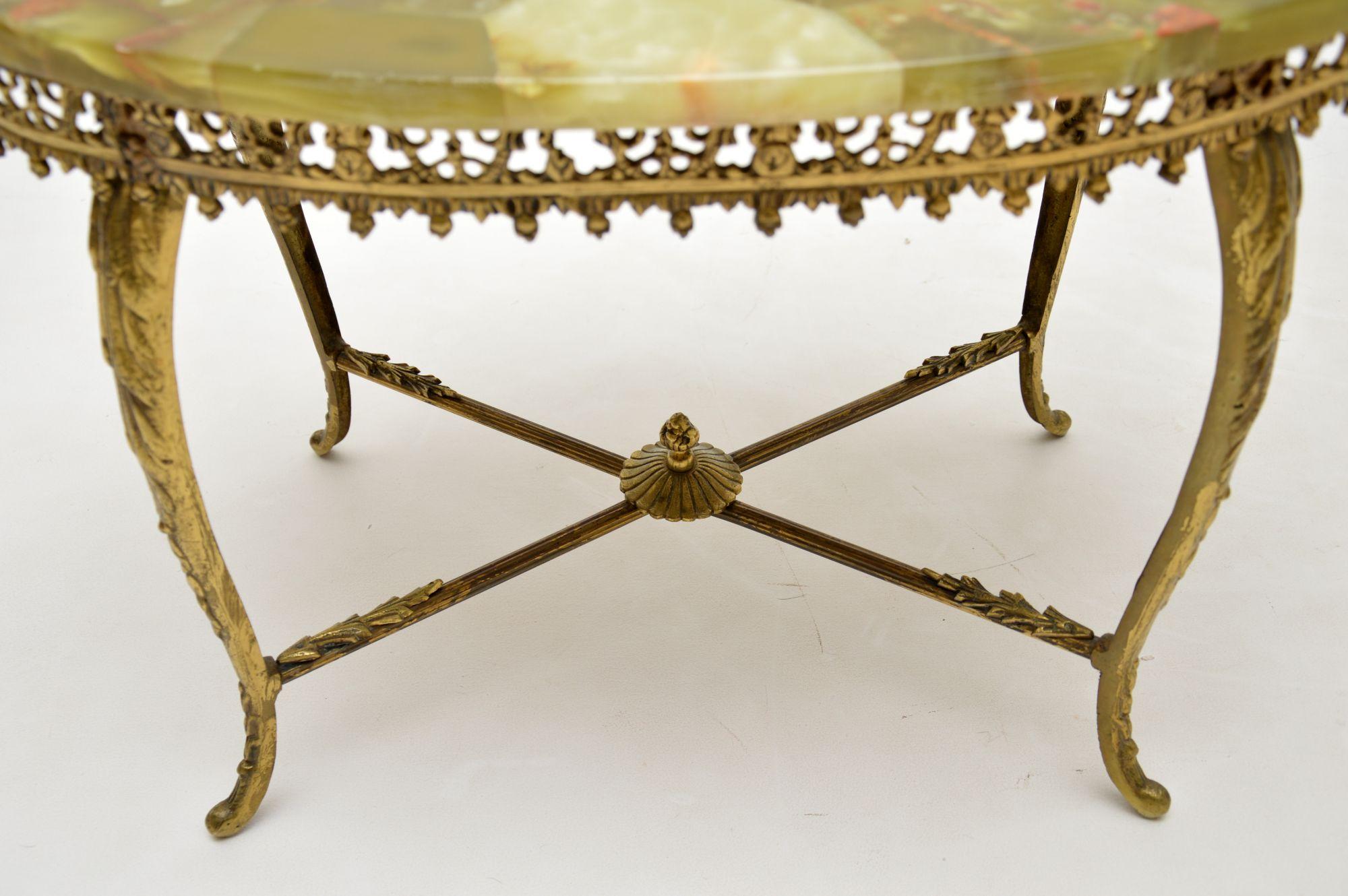 Antique French Brass & Onyx Coffee Table 1