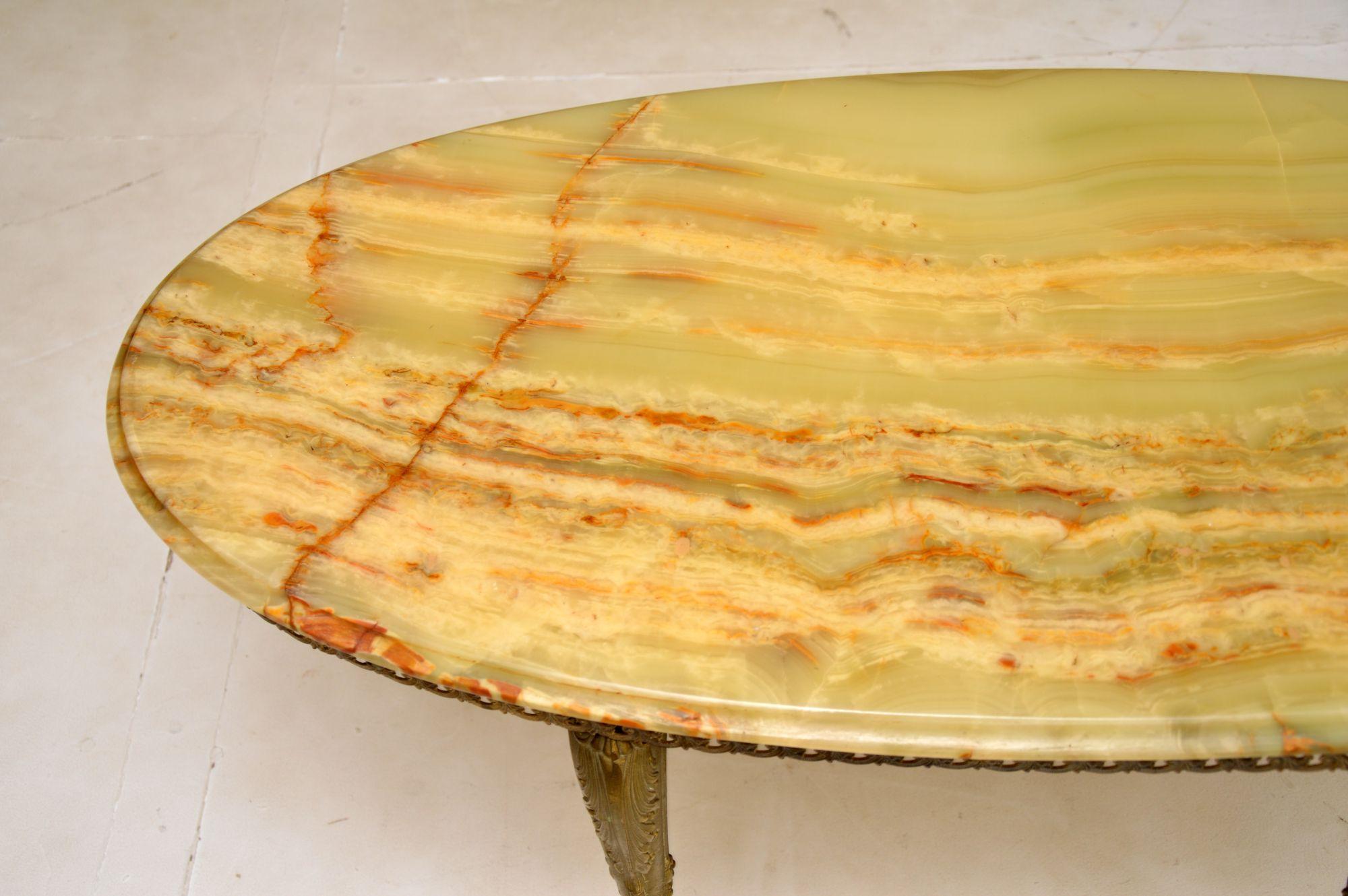 Mid-20th Century Antique French Brass & Onyx Coffee Table