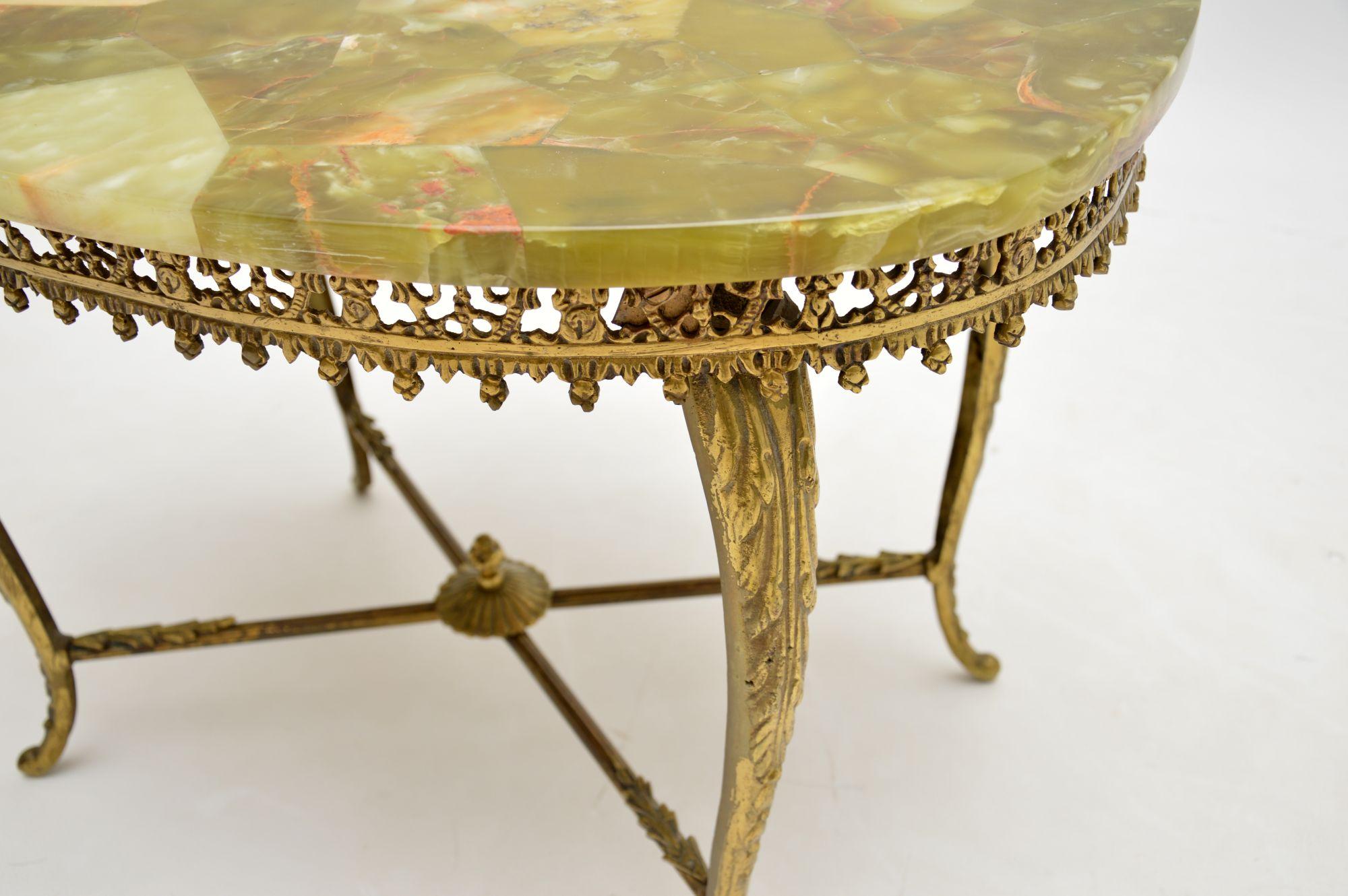 Antique French Brass & Onyx Coffee Table 2