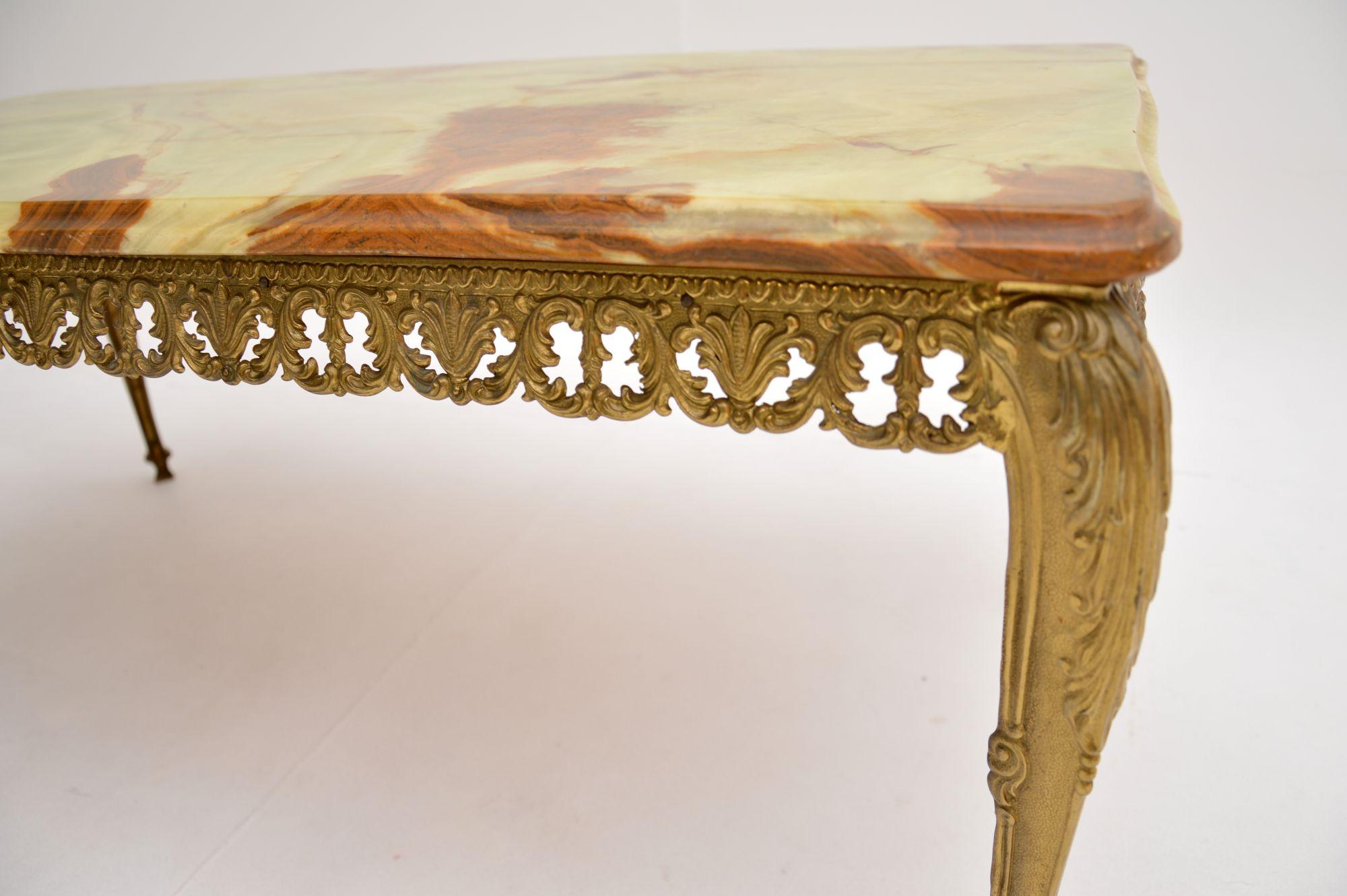Antique French Brass & Onyx Coffee Table For Sale 2