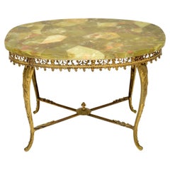 Antique French Brass & Onyx Coffee Table