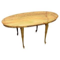 Vintage French Brass & Onyx Coffee Table