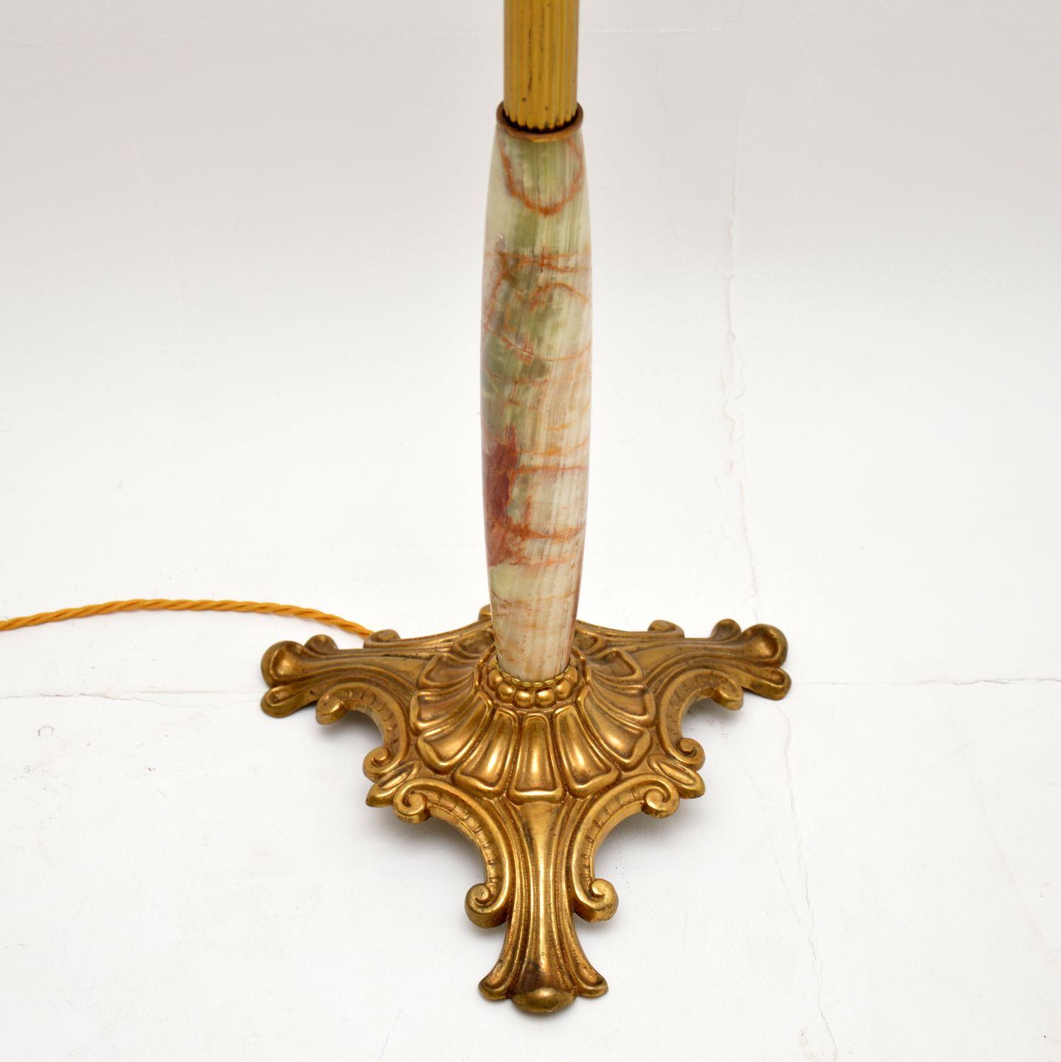 Neoclassical Antique French Brass and Onyx Floor Lamp