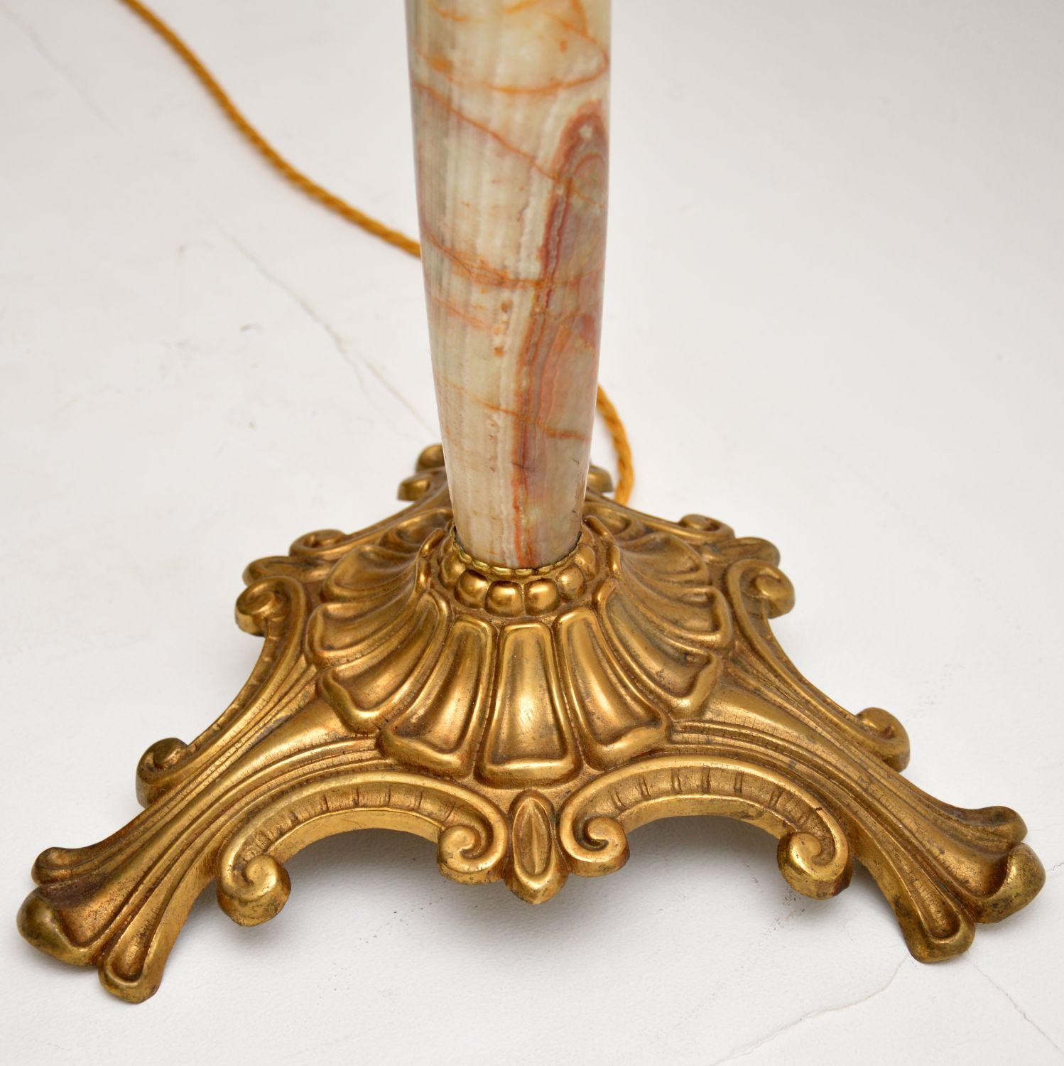 Antique French Brass and Onyx Floor Lamp In Good Condition In London, GB