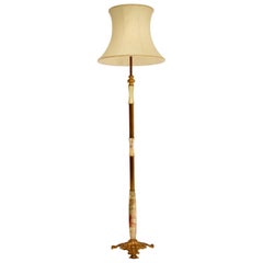 Retro French Brass and Onyx Floor Lamp