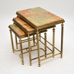 Antique French Brass & Onyx Nest of Tables
