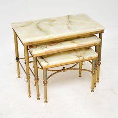 Antique French Brass & Onyx Nest of Tables