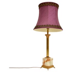 Antique French Brass & Onyx Table Lamp