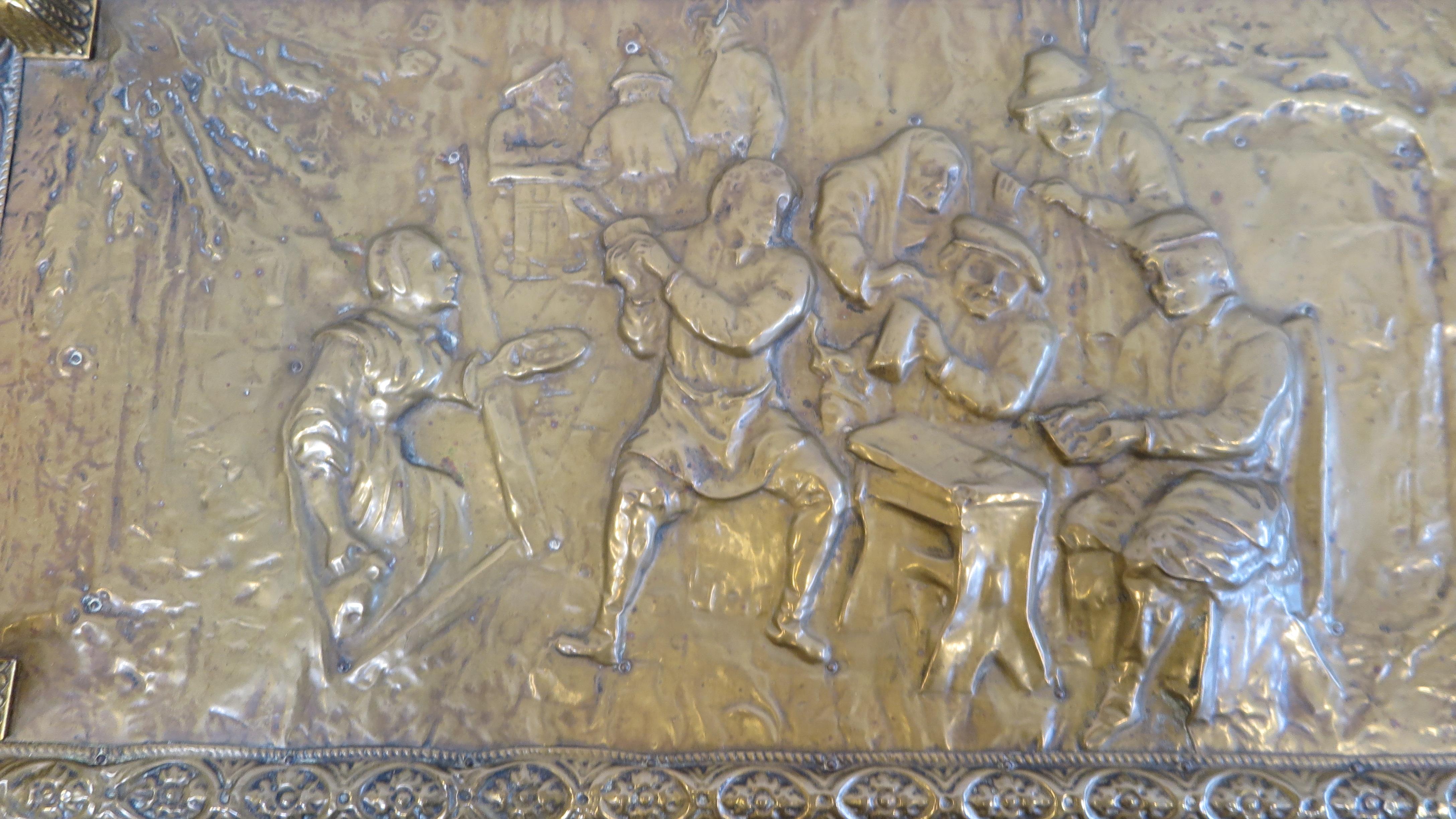 Antique French Brass Repousse Firewood Box Adapted In Good Condition For Sale In New York, NY