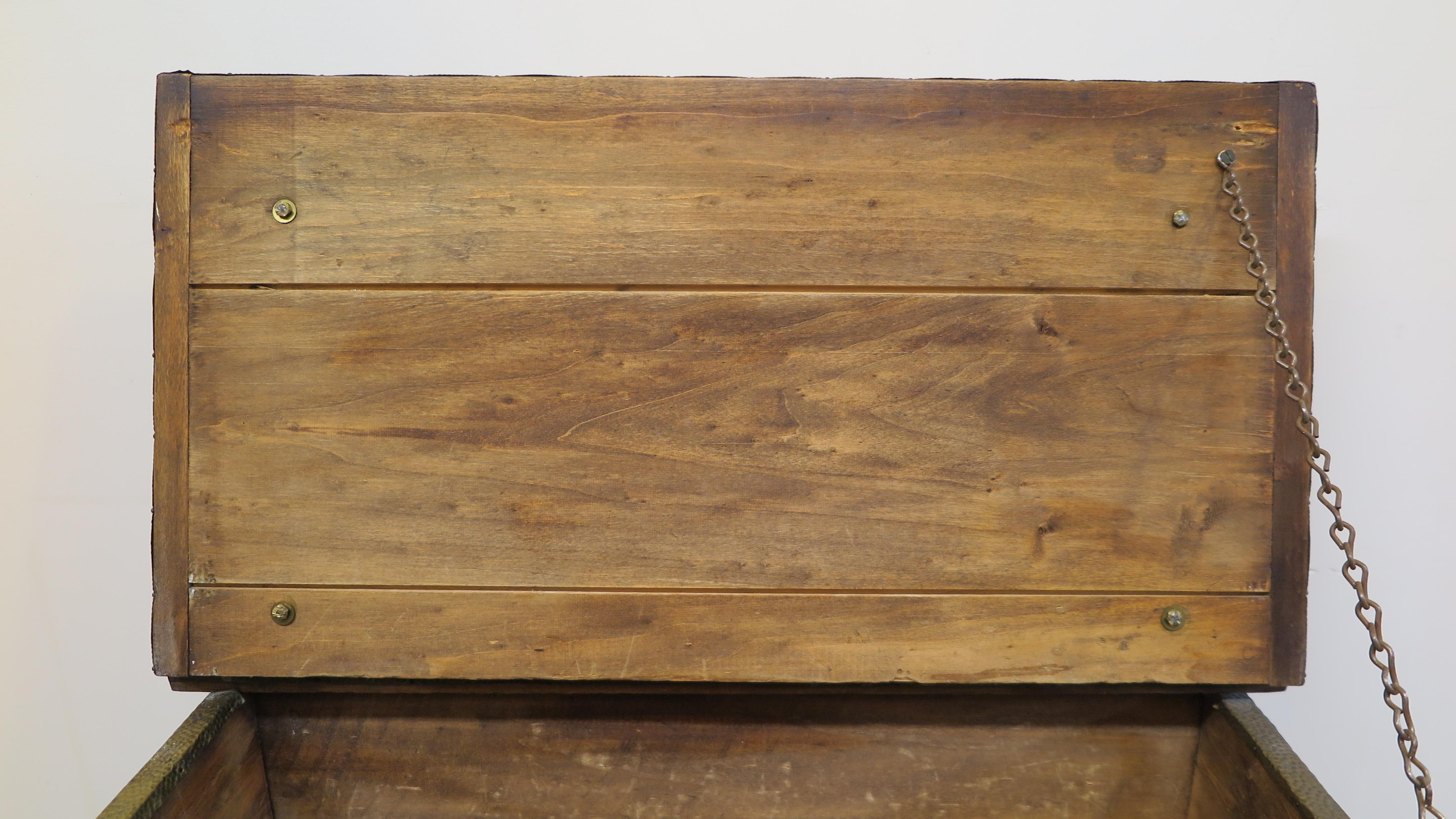 Antique French Brass Repousse Firewood Box Adapted For Sale 2
