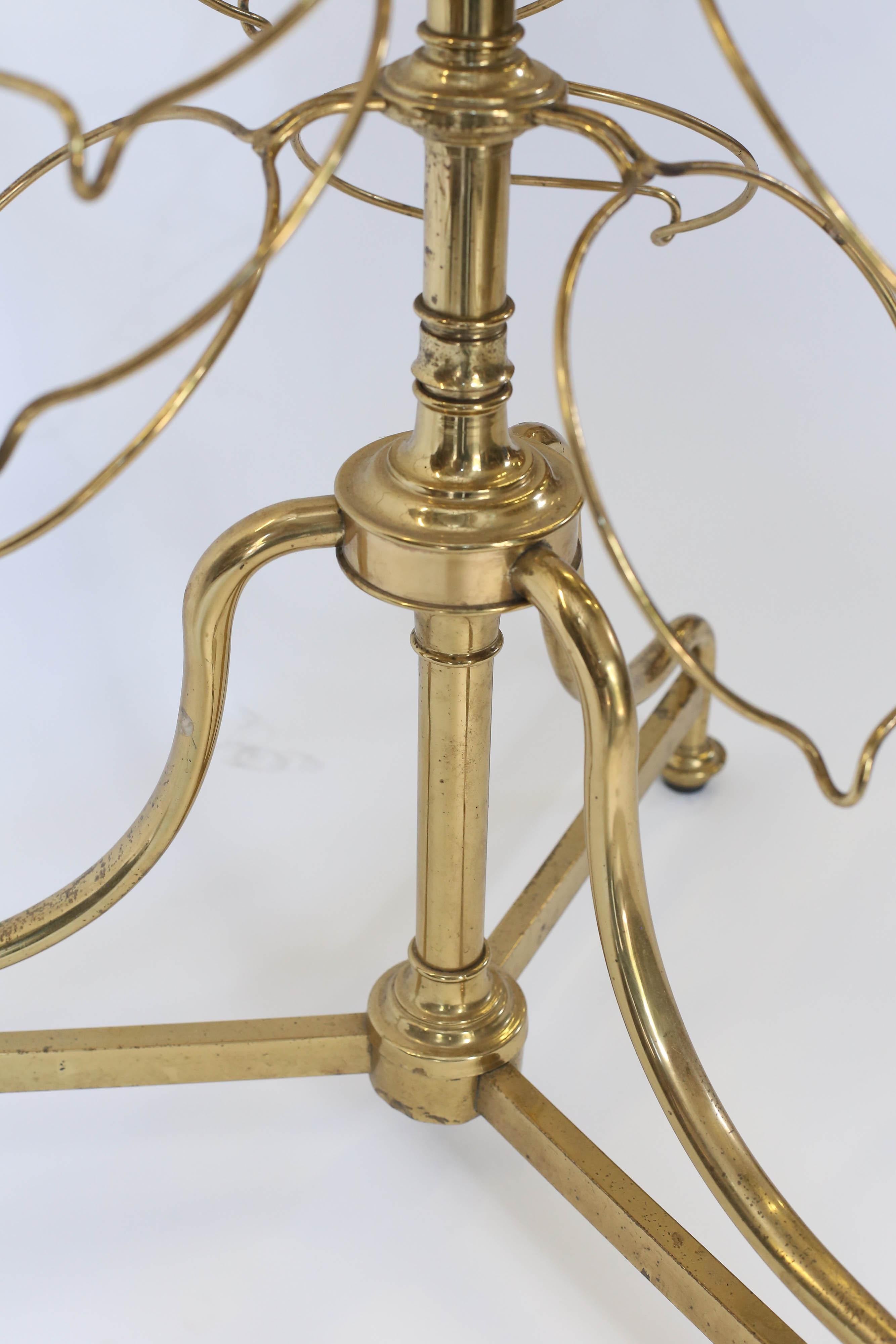 Antique French Brass Revolving Plate Stand In Good Condition In Houston, TX