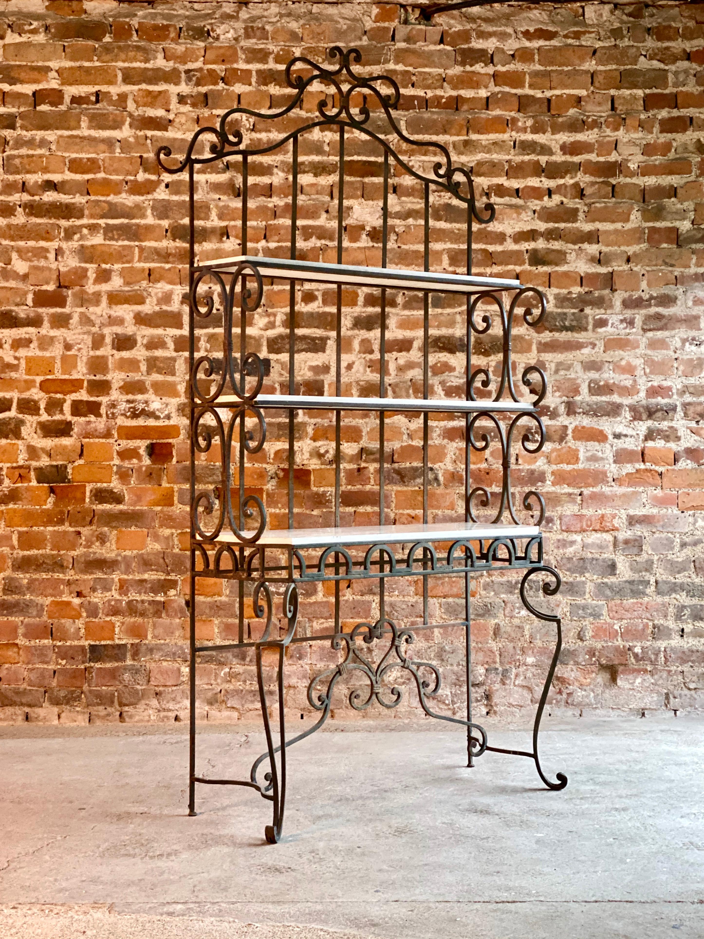 Marble Antique French Bread Display Stand Iron Étagère 19th Century, France, circa 1890
