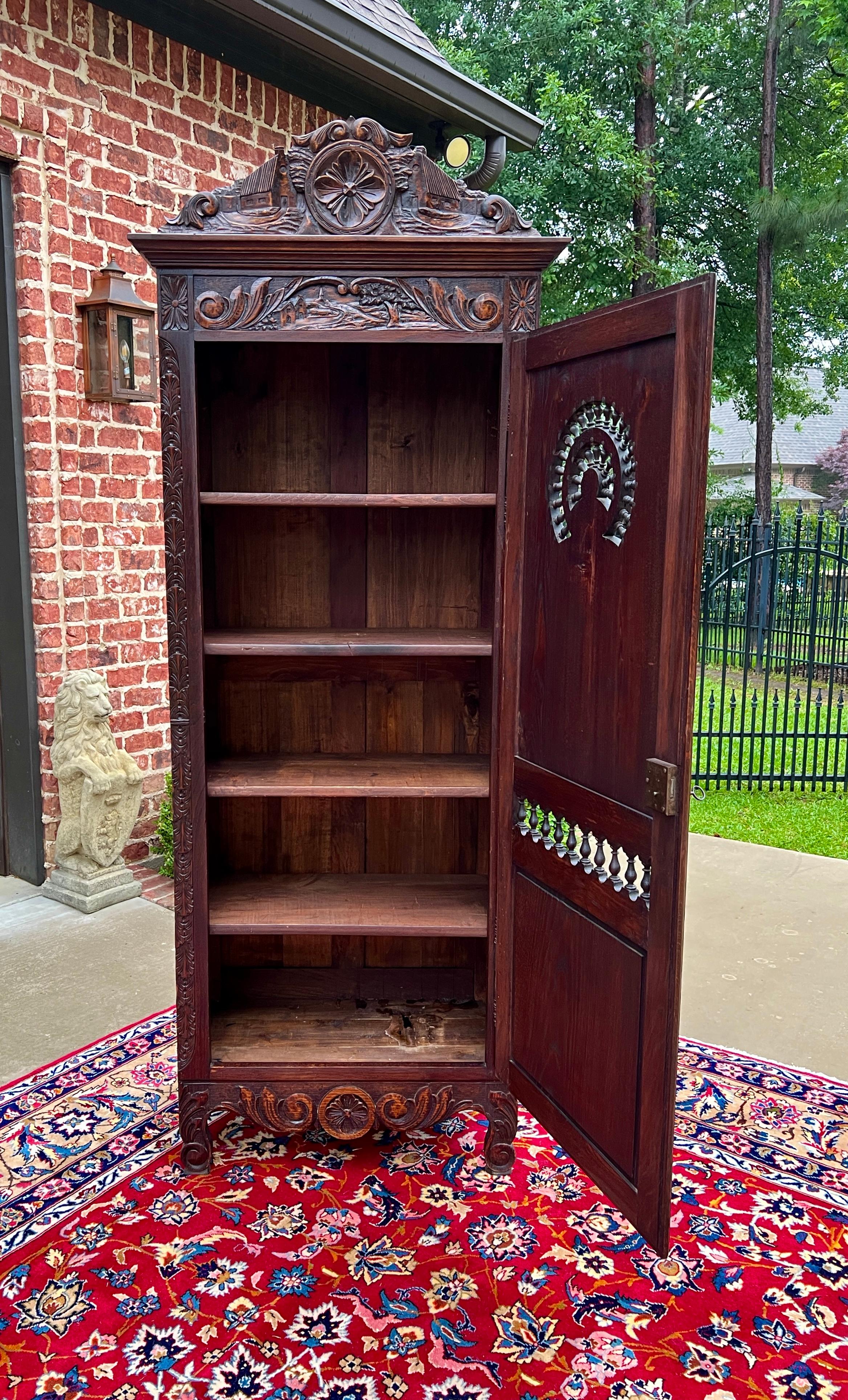 Antique French Breton Antique French Breton Armoire Wardrobe Cabinet Linen 19thC For Sale 5