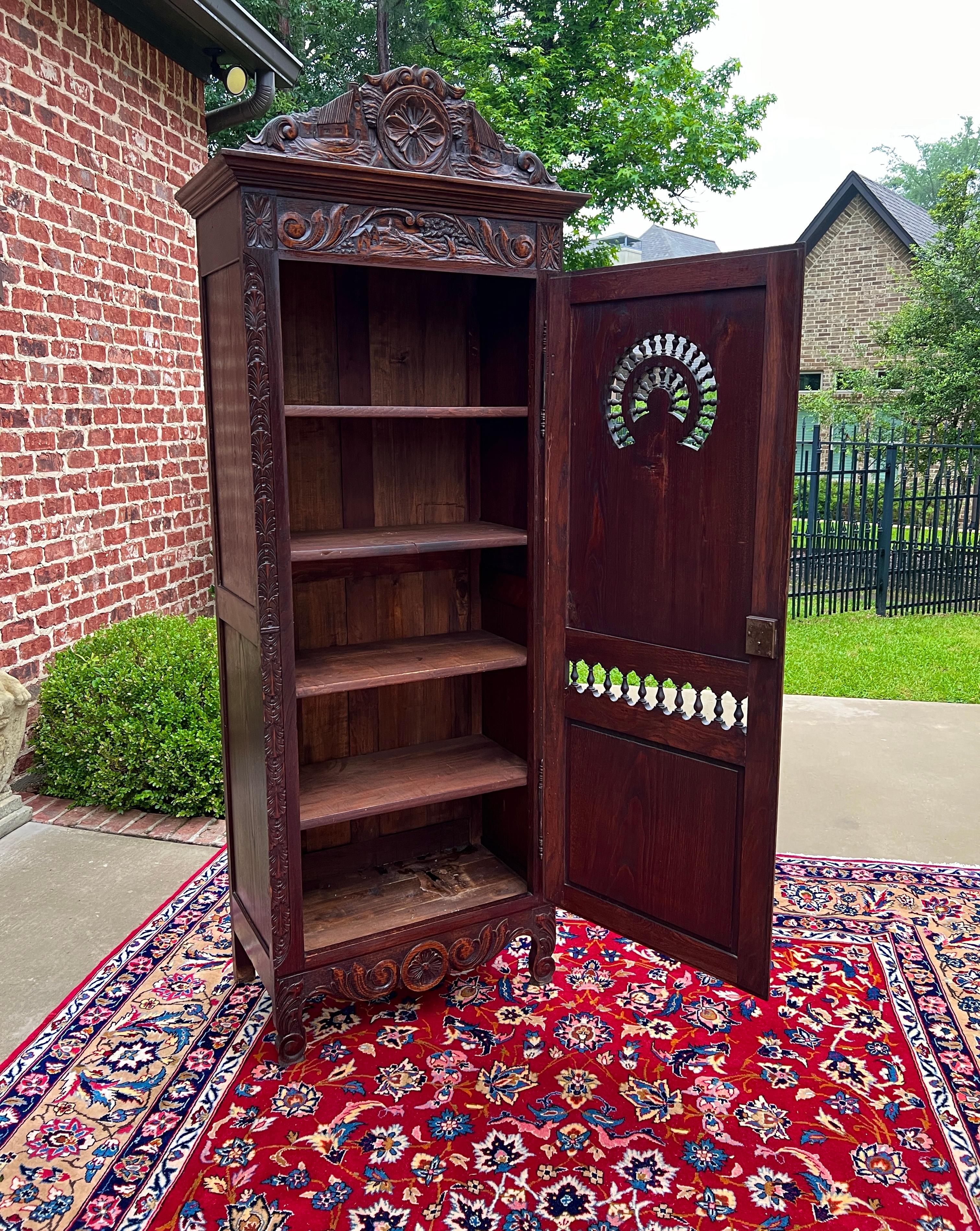 Antique French Breton Antique French Breton Armoire Wardrobe Cabinet Linen 19thC For Sale 6