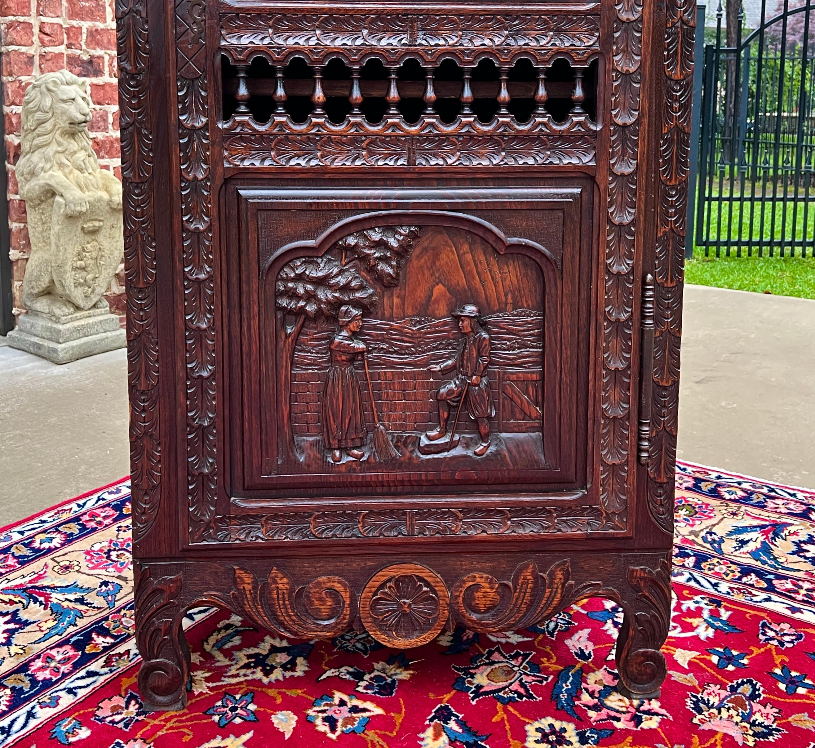 Antique French Breton Antique French Breton Armoire Wardrobe Cabinet Linen 19thC For Sale 9