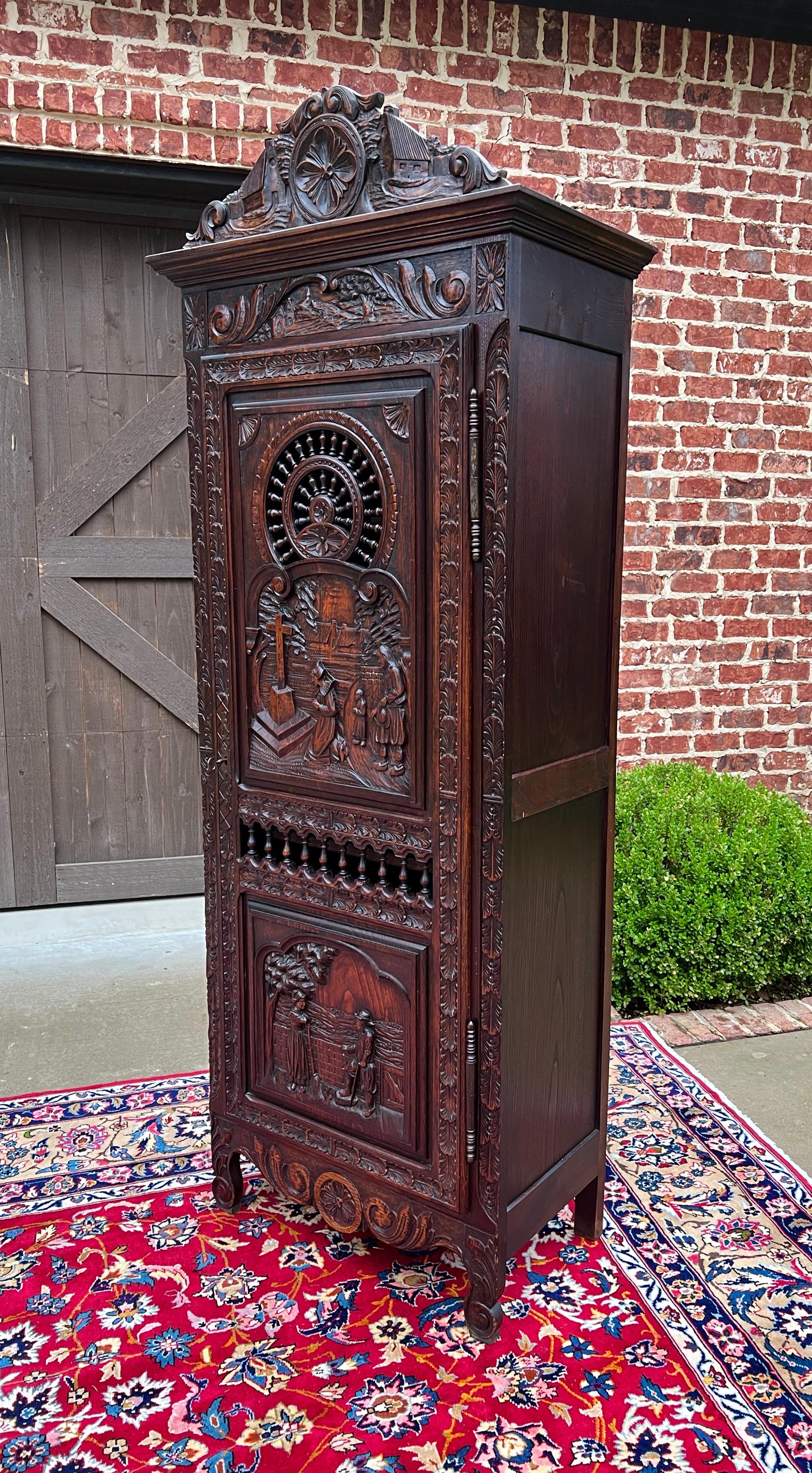 Antique French Breton Antique French Breton Armoire Wardrobe Cabinet Linen 19thC 9