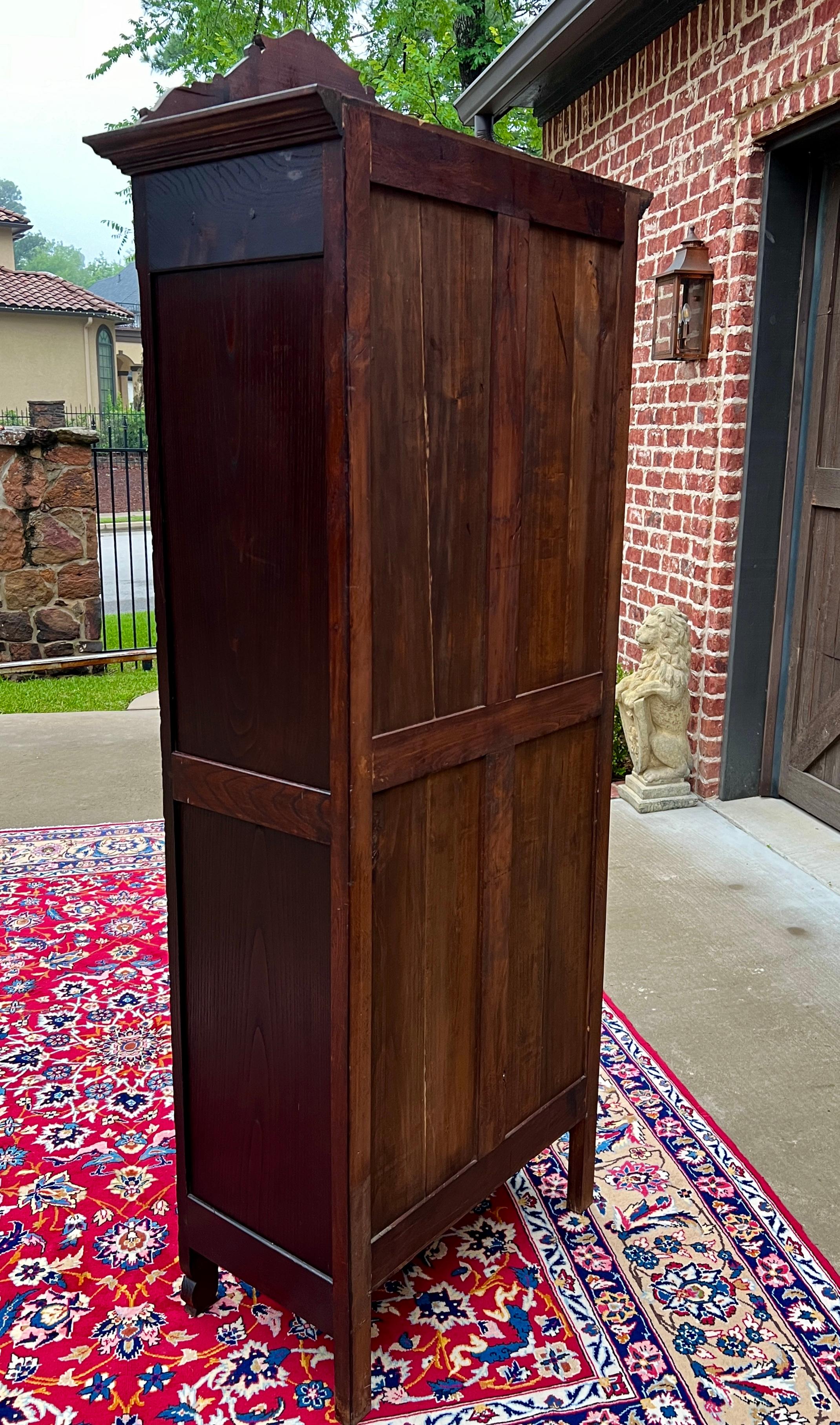 Antique French Breton Antique French Breton Armoire Wardrobe Cabinet Linen 19thC For Sale 13