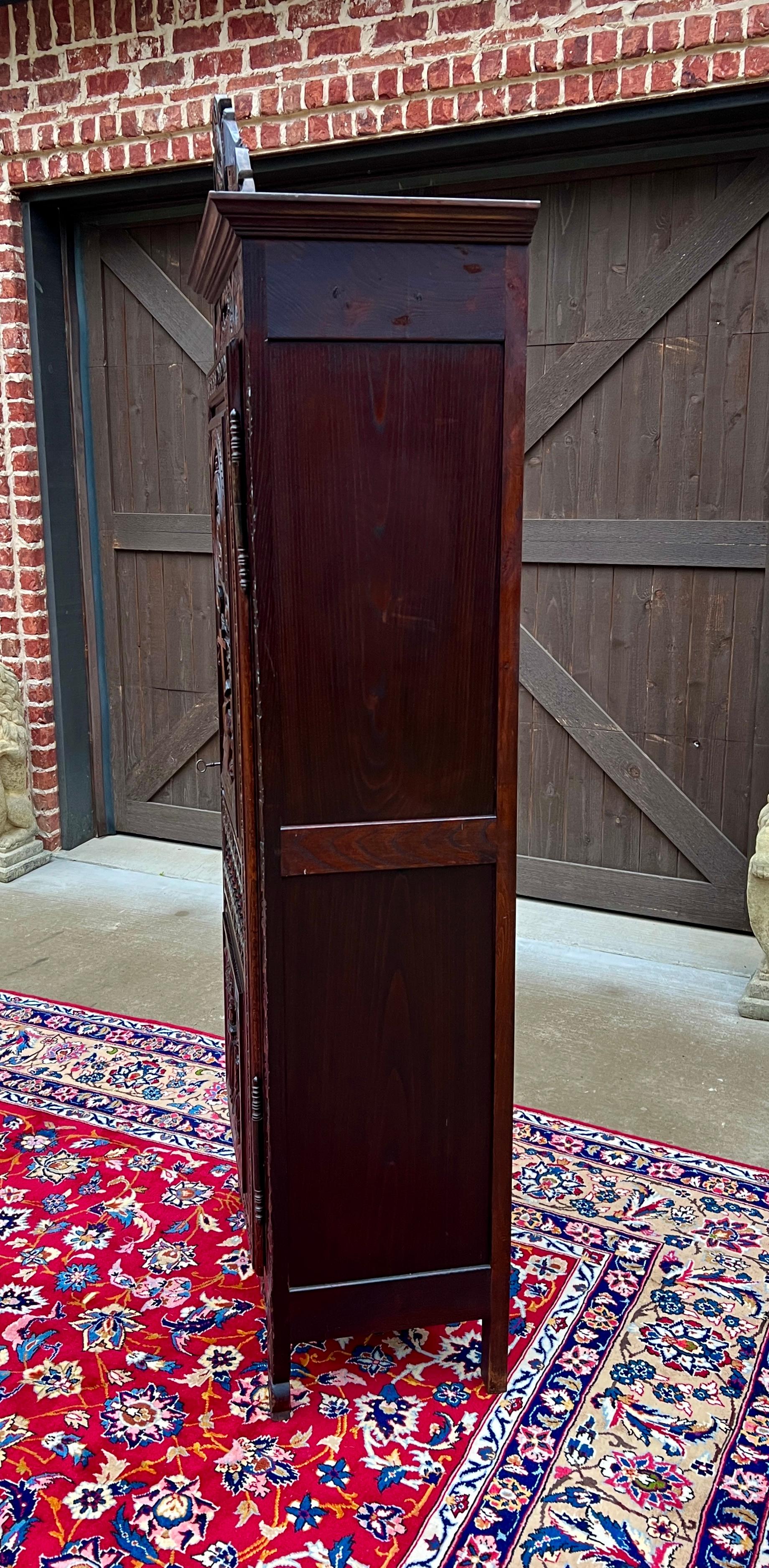 19th Century Antique French Breton Antique French Breton Armoire Wardrobe Cabinet Linen 19thC