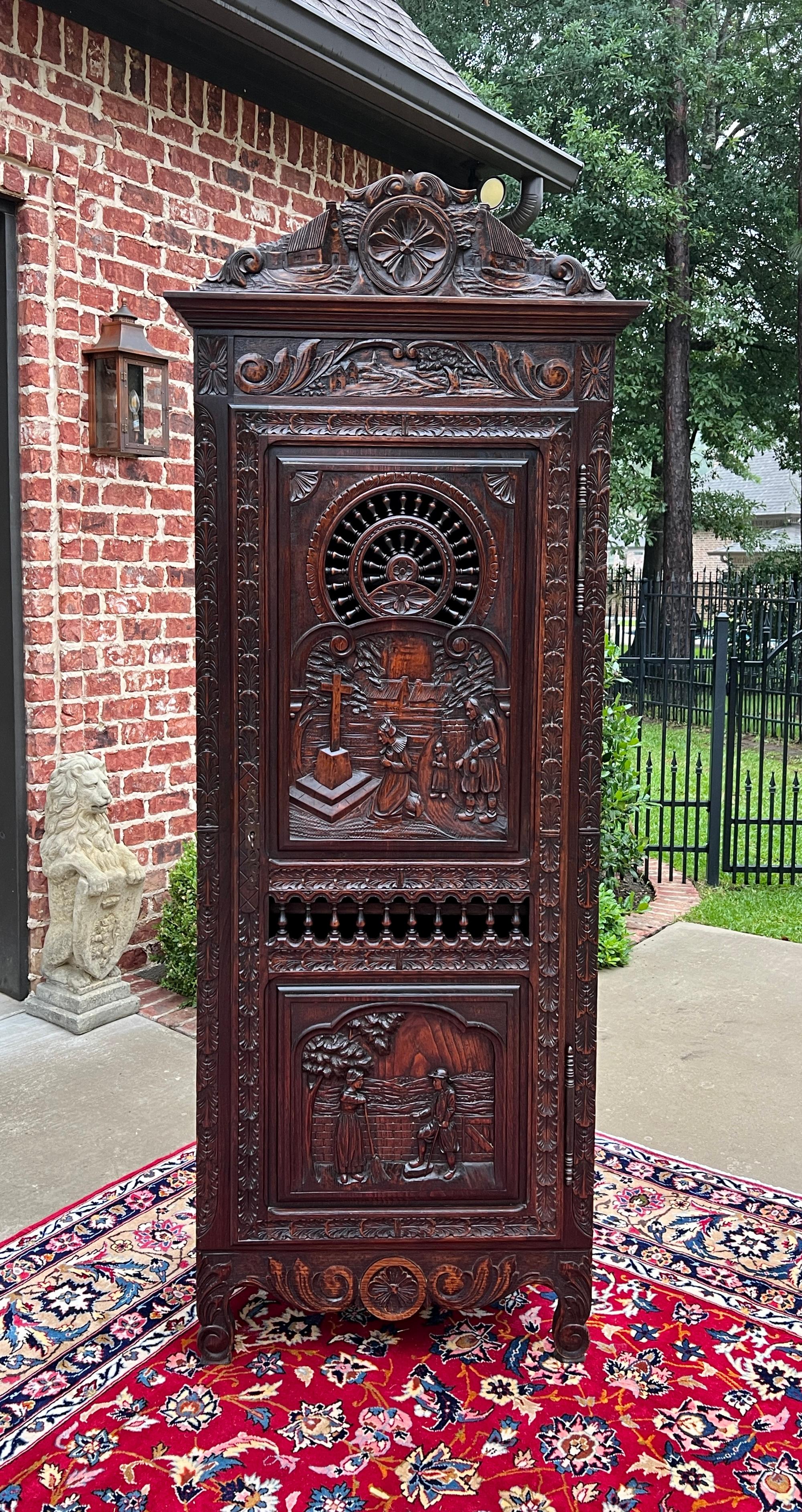 Antique French Breton Antique French Breton Armoire Wardrobe Cabinet Linen 19thC For Sale 2