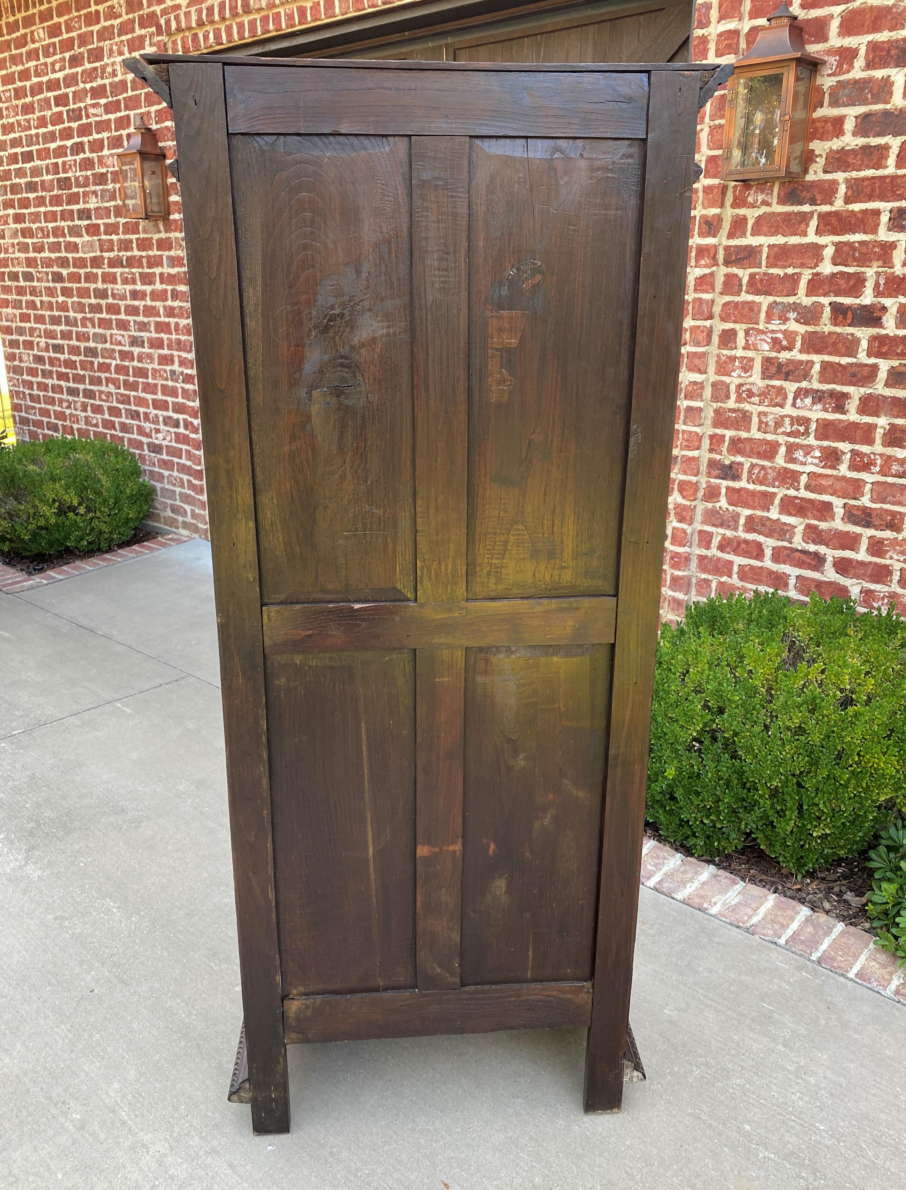 Antique French Breton Armoire Wardrobe Bookcase with Drawer Cabinet Linen Closet 5