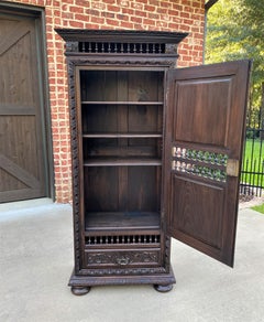 Antique French Breton Armoire Wardrobe Bookcase with Drawer Cabinet Linen Closet