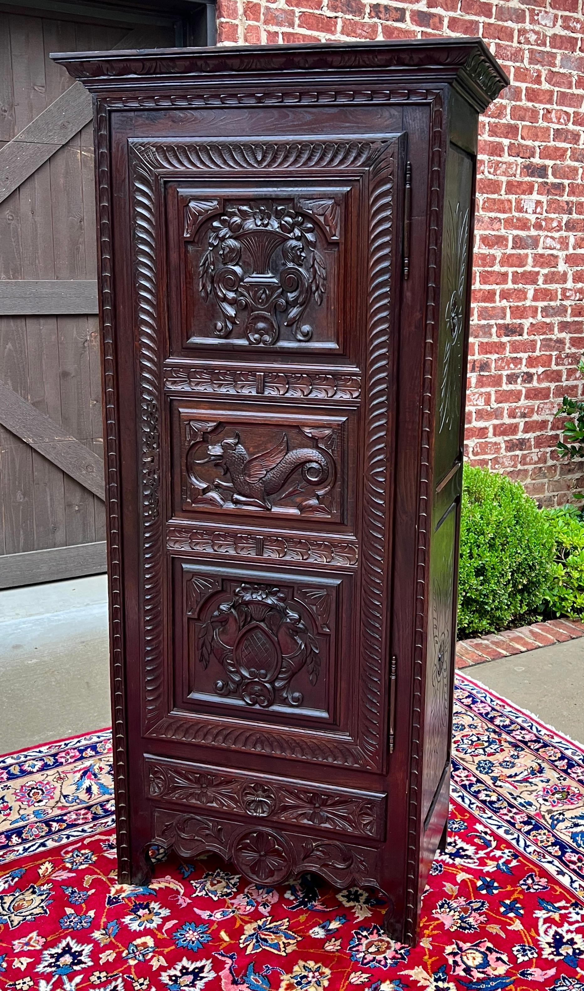 Antiker französischer bretonischer Schrank, Leinenschrank, Kastanienholz, Kommode, um 1900-20er Jahre 5